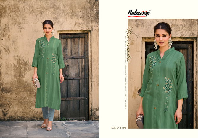 Kaviya By Kalaroop Designer Embroidery Kurtis Wholesale Market In Surat